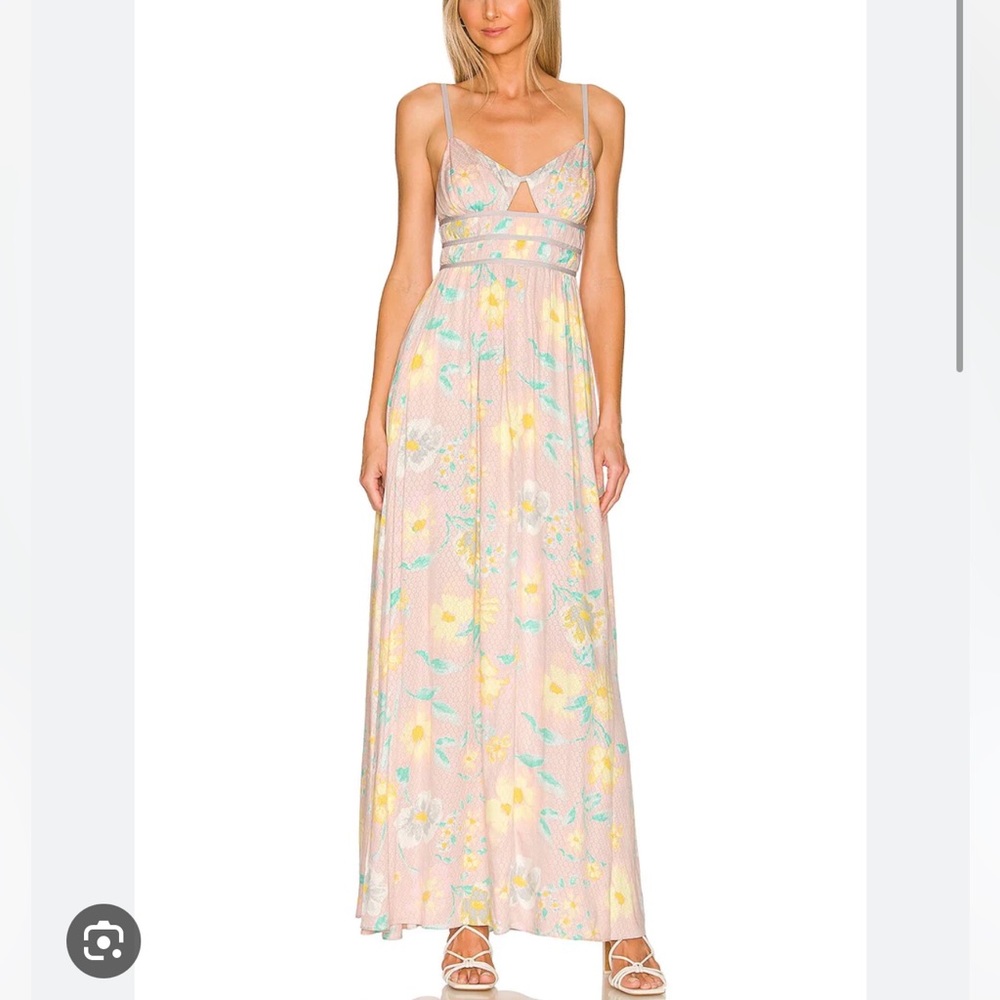 NWT Free People Wisteria floral maxi bow back dress